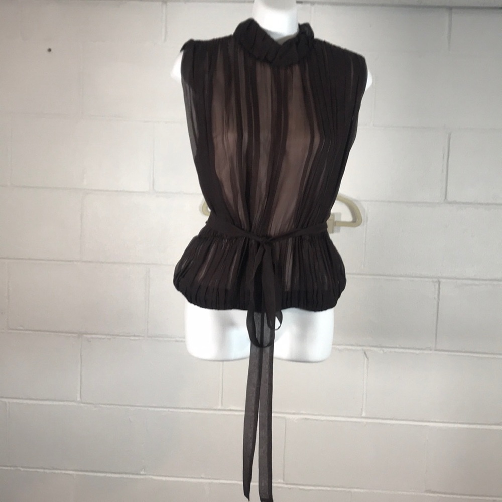 Adrienne Vittadini size 8 blouse brown